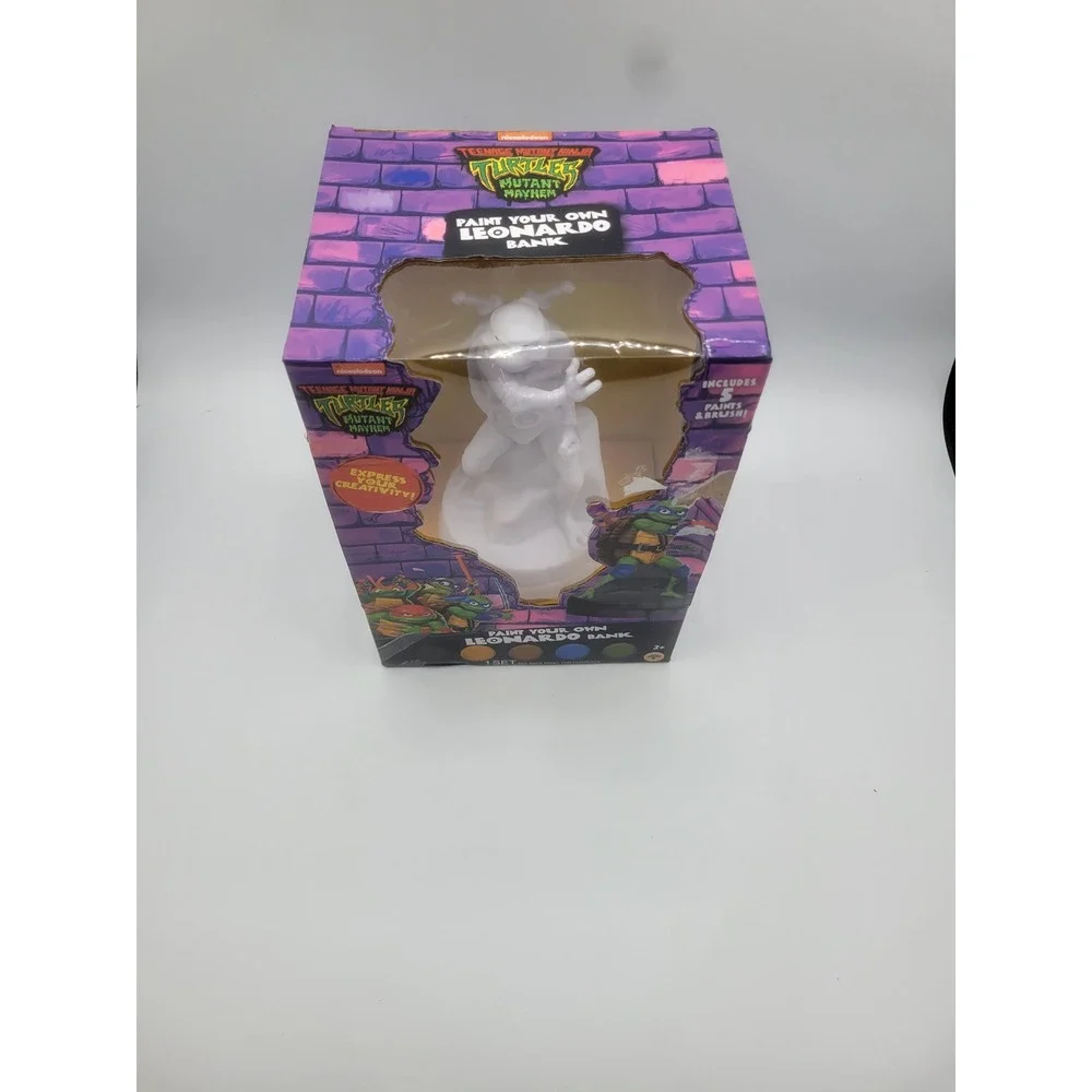 TMNT Mutant Mayhem Paint Your Own Leonardo Bank Kit Nickelodeon 22361 New